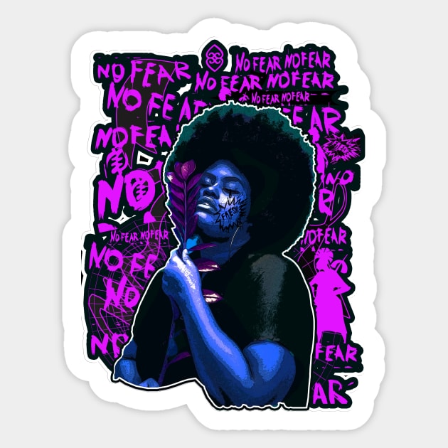 No Fear Strong Black Woman Afro Sticker by Glass Table Designs